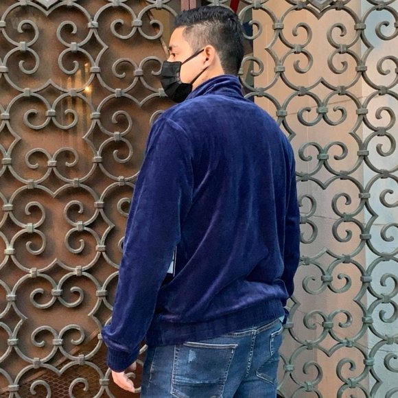 Men’s Fila Solid Navy Blue Velour Track Jacket NWT - Picture 2 of 2